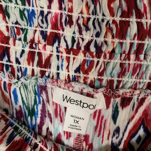 Dressbarn Westport Skirt Women’s 1X Ruffle Smoked Waist Pull On MIDI NWT - Picture 6 of 11